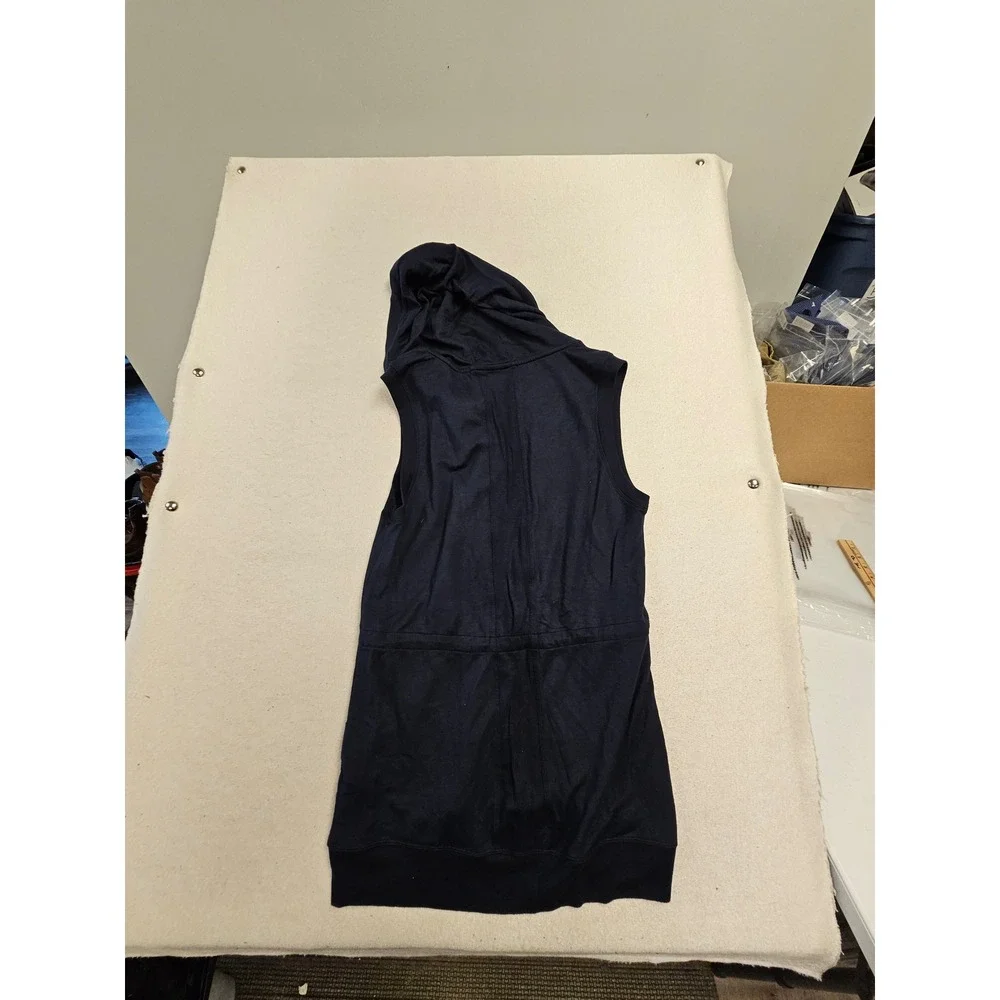 Athleta Navy Blue Sleeveless Full Zip Hoodie‎ Modal Blend Vest XS